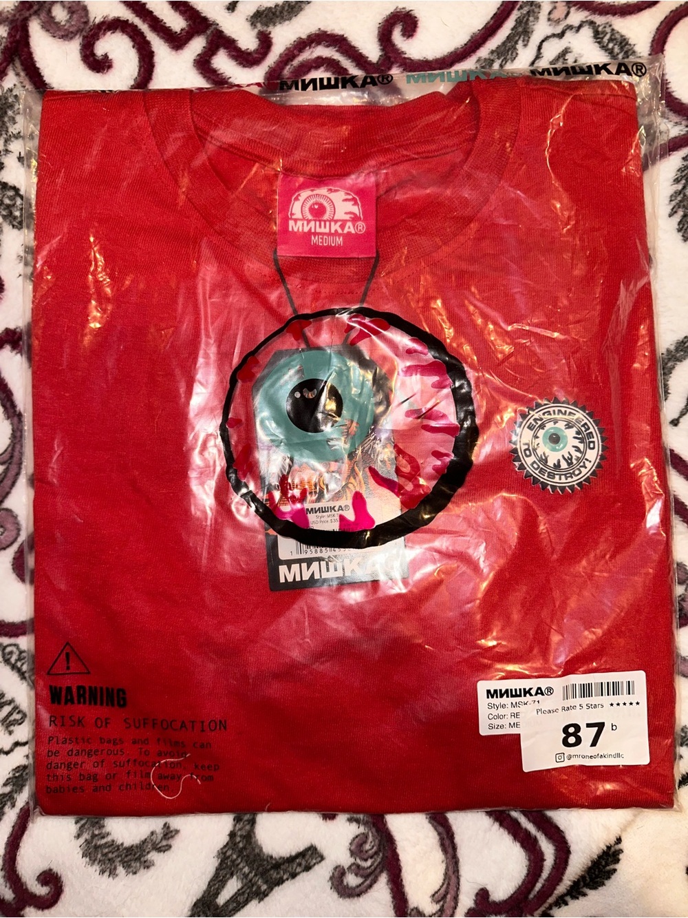 Red Mishka Destroy T-shirt size M. Brand new, in original packaging.